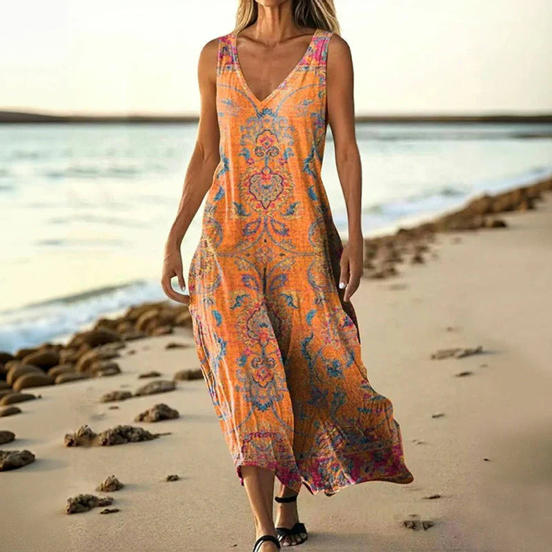 Solmera™ | Boho Breeze Sleeveless Maxi Dress