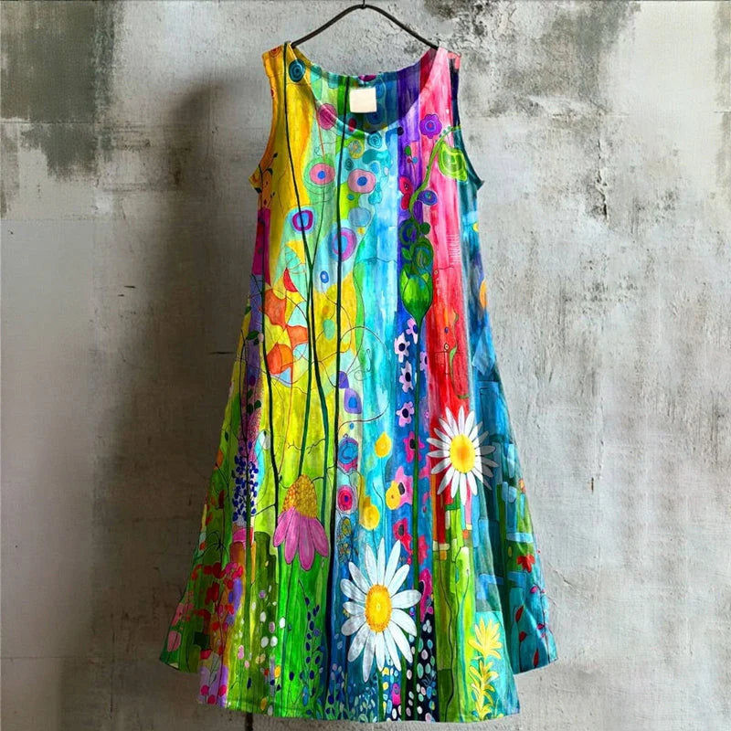 Floraviva™ | Rainbow Garden Sleeveless Dress