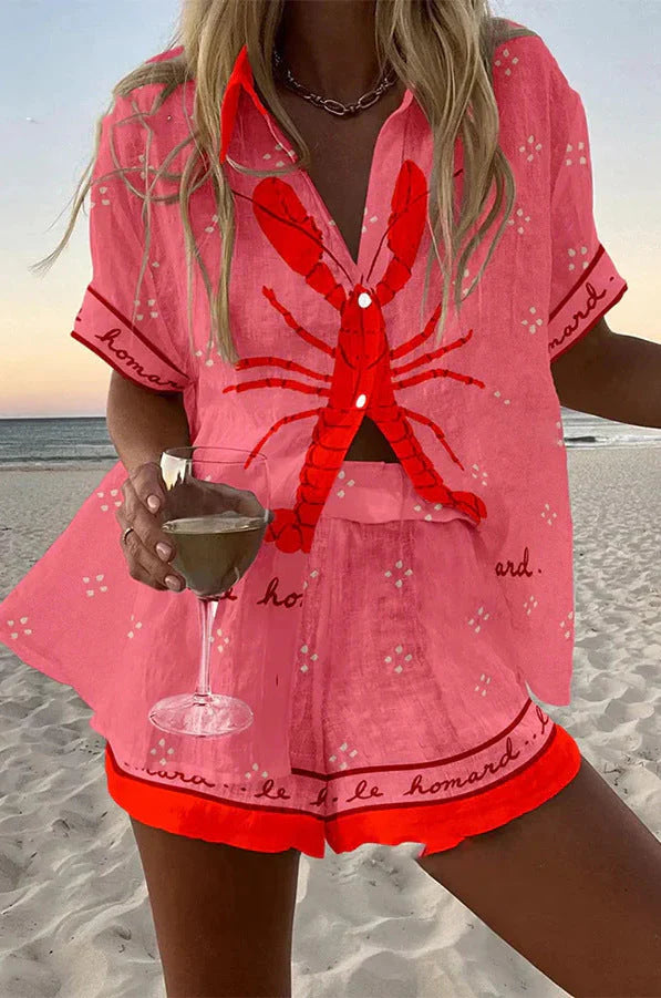 Pallina™ | Coral Pink Linen Short Set