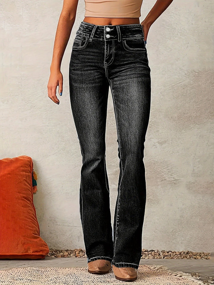Marylène™ | Trendy High-Waisted Flared Jeans