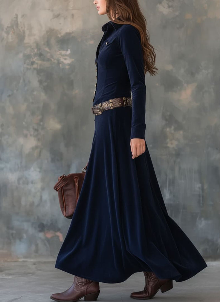 Milana™ | Long Suede Dress with Slit
