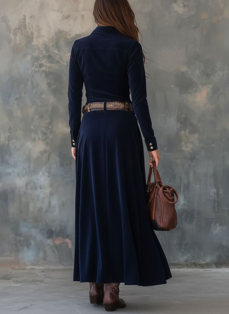 Milana™ | Long Suede Dress with Slit
