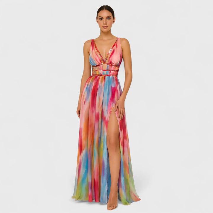 Freya™ | Hand-Painted Elegance Maxi Dress
