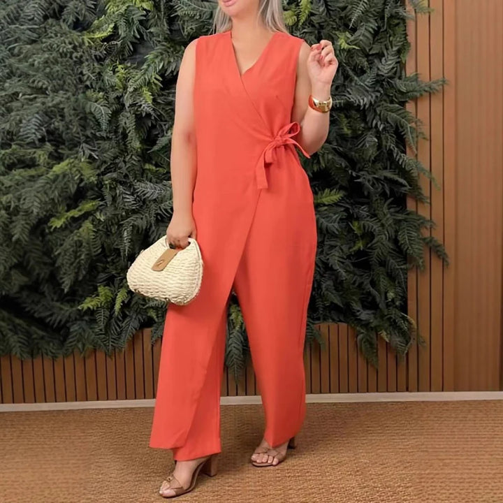 CELINE™ | V-NECK TIE-WAIST JUMPSUIT