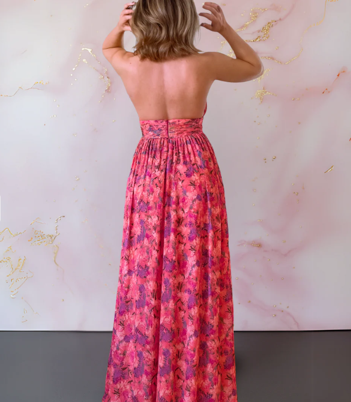 VERA™ | Floral Halter Maxi Dress