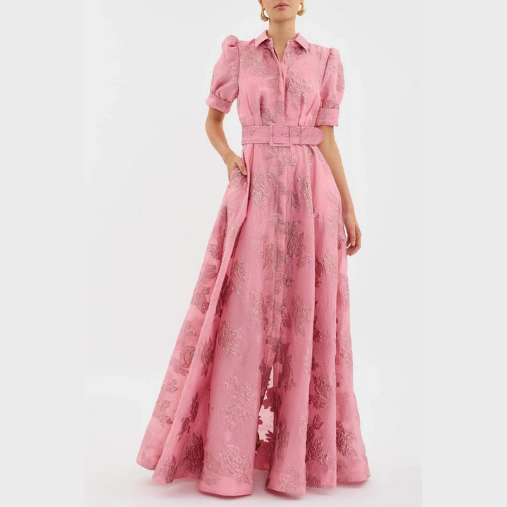BEATRICE™ | PINK PUFF-SLEEVE DRESS