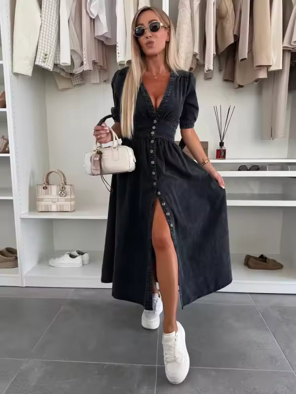 SERAFINA™ – FLOWY V-NECK MIDI DRESS
