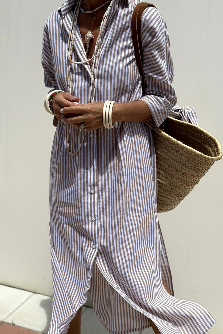 Sophia™ | Timeless Striped Shirt Dress with Elegant Comfort