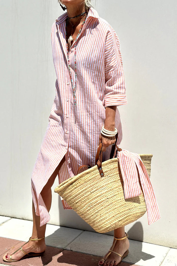 Sophia™ | Timeless Striped Shirt Dress with Elegant Comfort