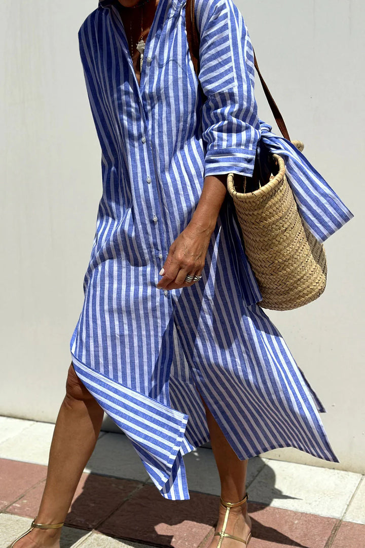 Sophia™ | Timeless Striped Shirt Dress with Elegant Comfort