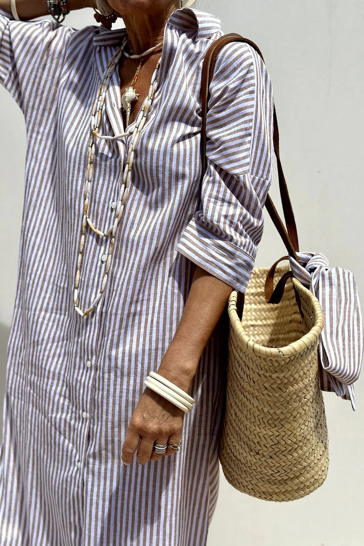 Sophia™ | Timeless Striped Shirt Dress with Elegant Comfort
