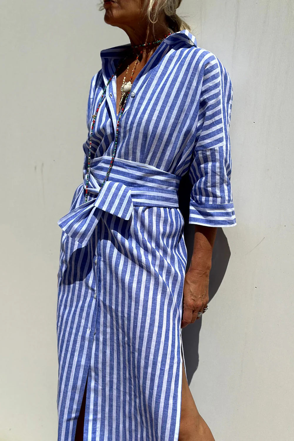 Sophia™ | Timeless Striped Shirt Dress with Elegant Comfort