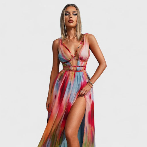 Freya™ | Hand-Painted Elegance Maxi Dress