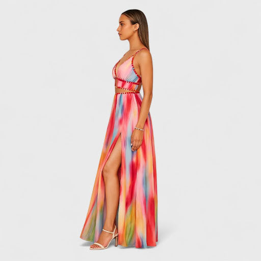 Freya™ | Hand-Painted Elegance Maxi Dress