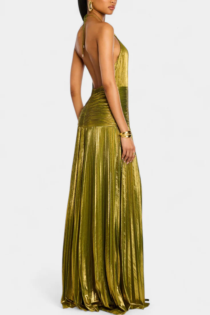 LORETTE™ – METALLIC OPEN-BACK DRESS